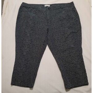Coldwater Creek Size 20 Cropped Pants Black White Print 4 Pocket